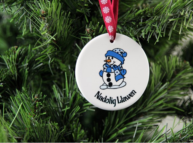 Nadolig Llawen Ceramic Christmas Decoration - Snowman